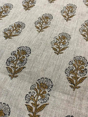 Naya Natural Buti Handloom Linen Fabric Linen Fabric Flower Mustrad Colour Upholstery Fabric, Pillow Cover ,Thick Linen Fabric - Rohiyaan